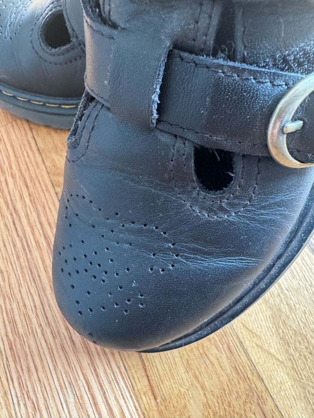 Dr. Martens Kids Black Double-Buckle Leather Shoe - Picture 3 of 10